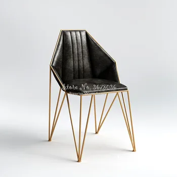 

Hot Nordic Ins Black Gold Dining Chair Modern Minimalist Home High Back Chair Bar Stools Metal Leather Chairs Free Shipping