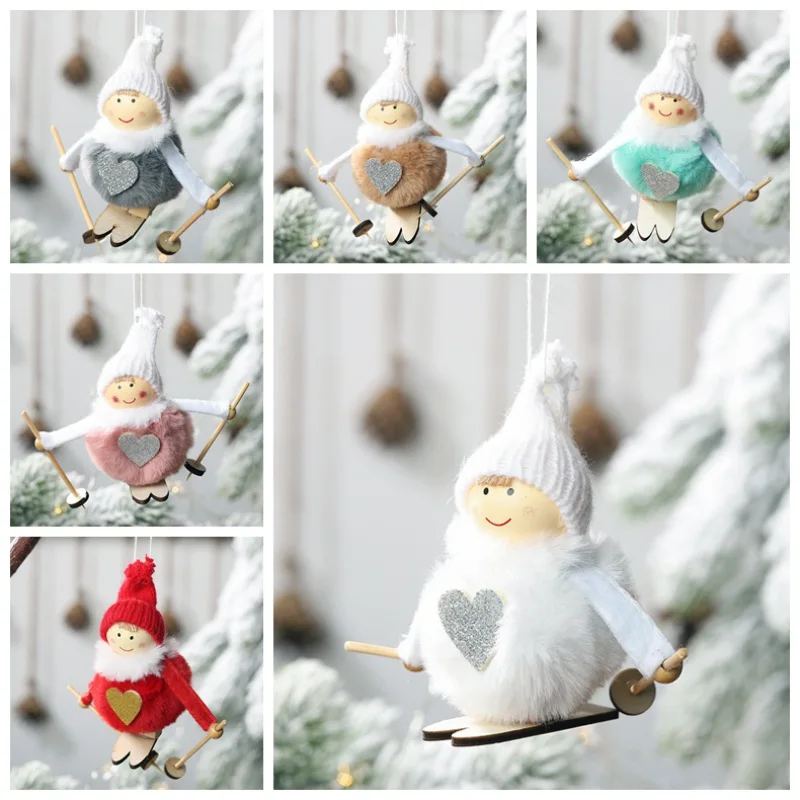 Noel Рождество Ангел девочка лыжные плюшевые куклы Рождественская елка орнамент кулон вечерние рождественские украшения для дома