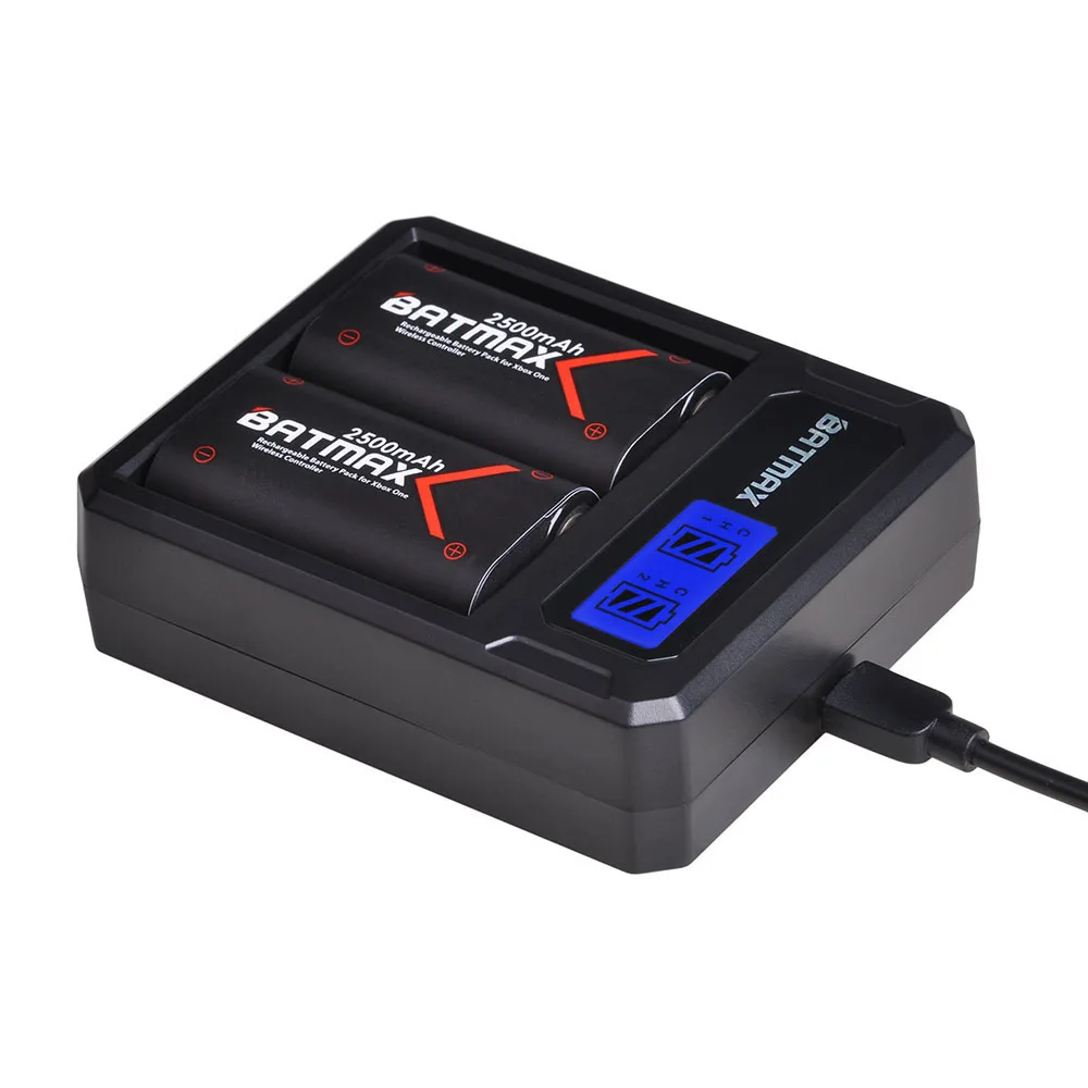 Batterie 2X 2500Mah Per Xbox One X/S Xbox Series S/ Xbox Series X Controller Gamepad + Lcd Usb Dual Charger