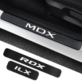 

For Acura MDX ILX RDX TLX 4PCS Car Door Sill Cover Scuff Plate Stickers Auto Threshold Protector Decals Car Tuning Accessories