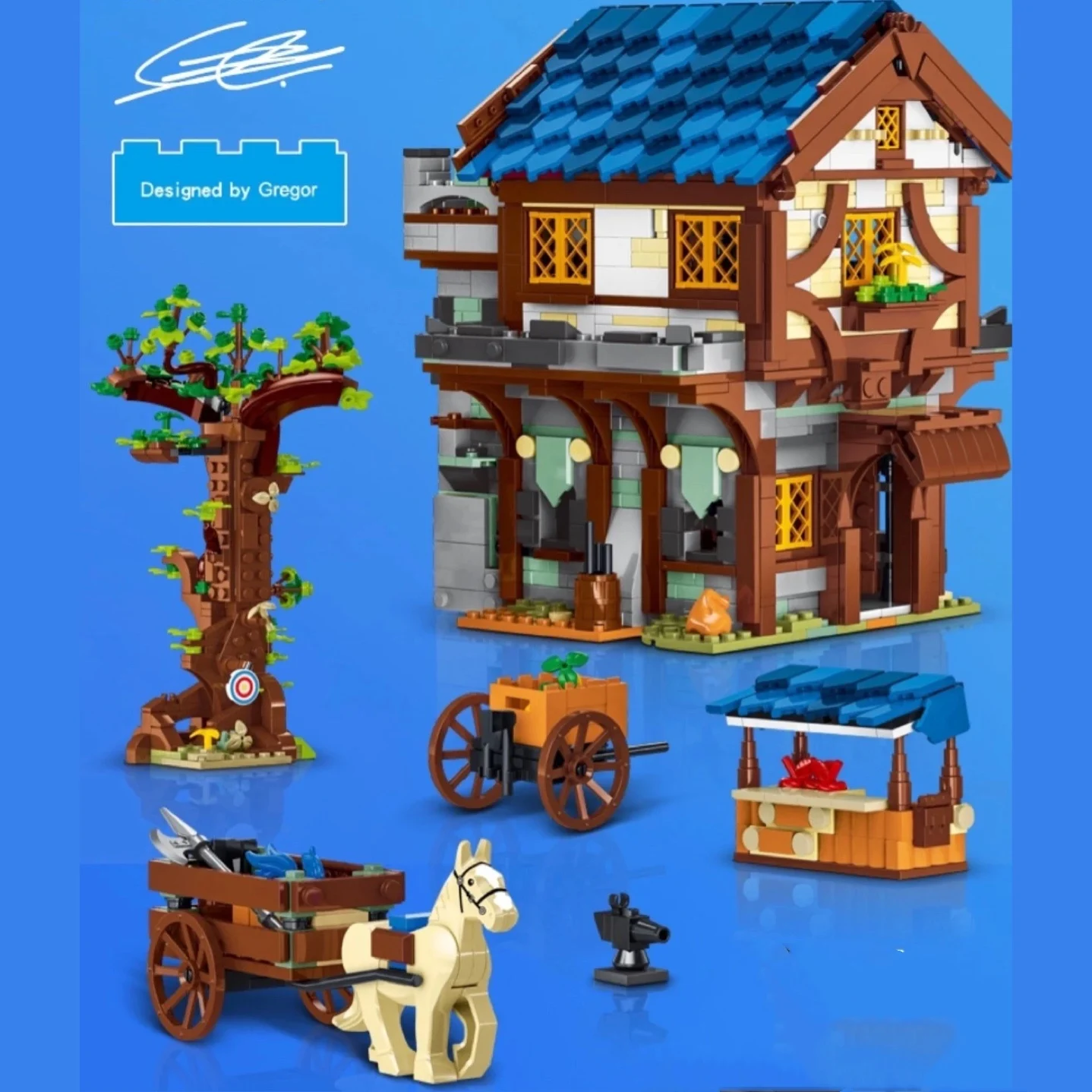 Série da cidade moinho de vento medieval fazenda casa torre construção  blocos tijolos brinquedo para crianças presentes de aniversário natal -  AliExpress