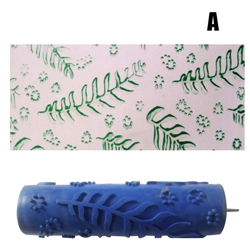 large paint roller 7 Inch Rubber Printing Pattern Roller Wall Paint Rubber Roller Embossed Flower Pattern DIY Sleeve Decorative Texture sponge paint roller Paint Tools