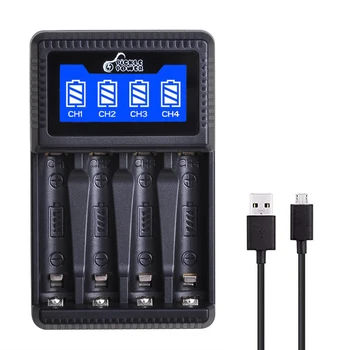 

AA AAA Battery Charger 4-Slots Universal Battery Charger with LCD Display for AA AAA Ni-MH Ni-cd Rechargeable Batteries