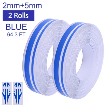 

2pcs Blue White Pin Striping Stripe Vinyl Tape Decals Stickers Ends Joints For Car Auto Motorcycle Scooter DIY Film