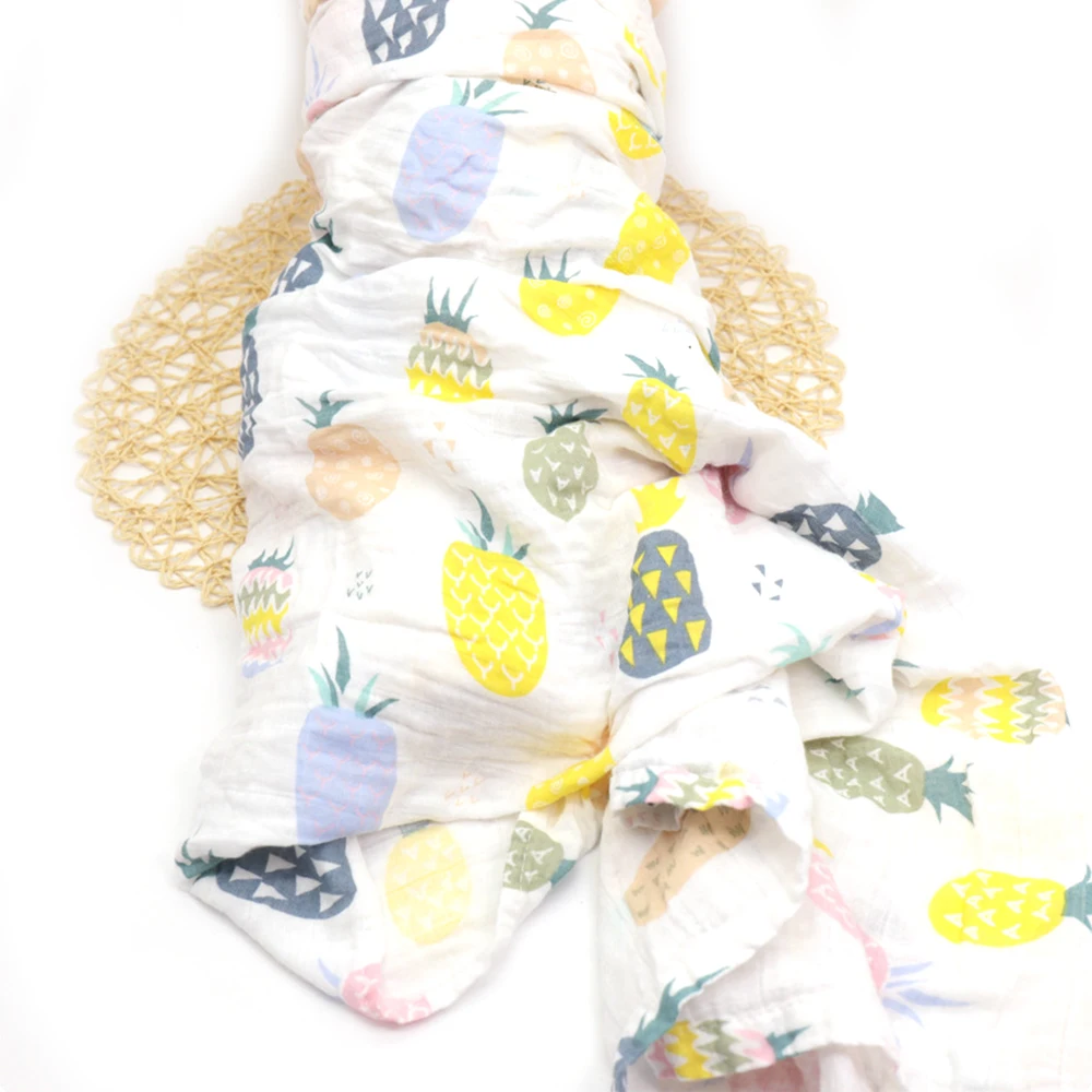 Colored pineapple 110*120 детское полотенце-мусс, Двухслойное хлопковое газовое полотенце с высокой плотностью, детское банное полотенце с мультяшным принтом, товары для дома - Цвет: Colored pineapple