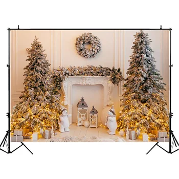 

NeoBack Christmas Decor Tree Banckdrop String Lights Indoor Photography Backdrops Toy Bear Newborn Baby Background Photography