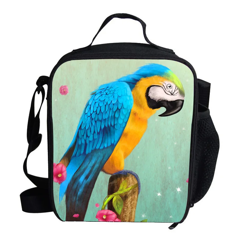 

Beautiful Parrot Printing Lunch Bag Thermal For Kids Boys Girls Animal Lunch Bag For Children Teenagers