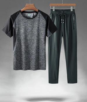 

Cationic stitching short-sleeved trousers casual quick-drying fitness clothes summer running sports suit men hit color basketbal