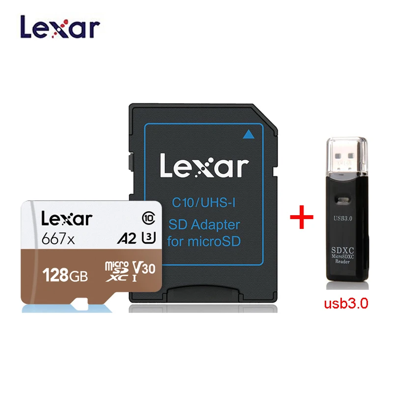 Lexar tf-карта 633x 667x Micro SD карта 64 Гб 128 ГБ 256 ГБ 512 Гб карта памяти Uhs 1 A1 C10 U1 V10 Дрон Gopro Dji Спортивная камера - Емкость: 667X 128GB-USB3.0