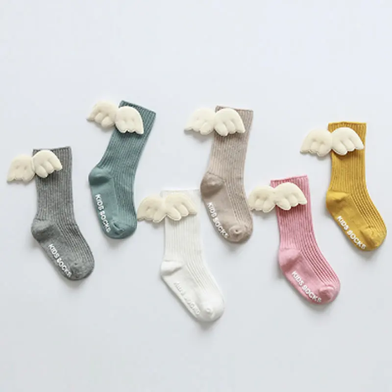 Baby Stockings Cotton Baby Girl Crew Leg Warmers Angel Wings Children Loose Summer Cute Kids Bunching Legwarmers