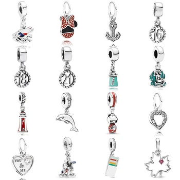 

NEW 2019 100% 925 Sterling Silver Friends Vintage Ticket Maple Leaf Frog Pendant Fit DIY Original Women Bracelet Jewelry Gift