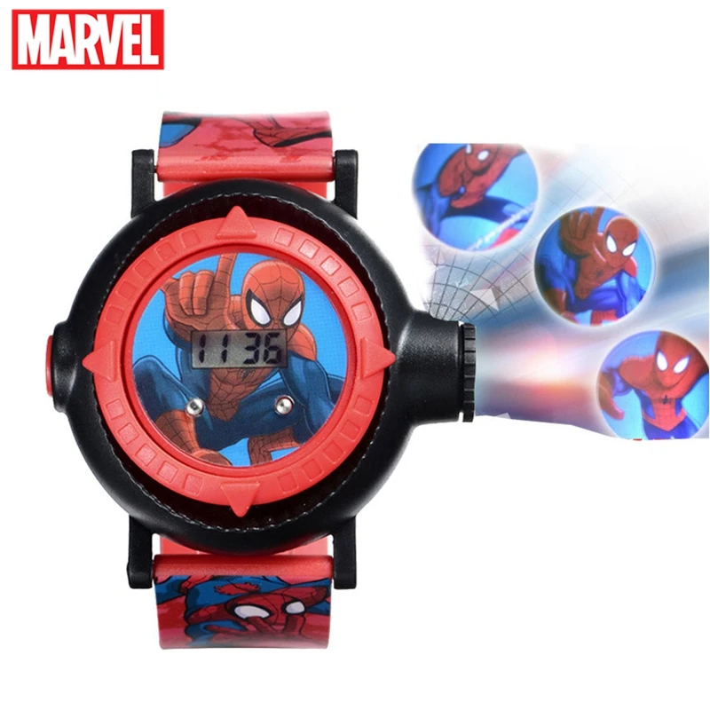 Disney MARVEL Official Spider Man Projection LED Digital Watch Children Cool Cartoon Watch Kid Birthday Gift Boy Girl Clock Toy afbeelding
