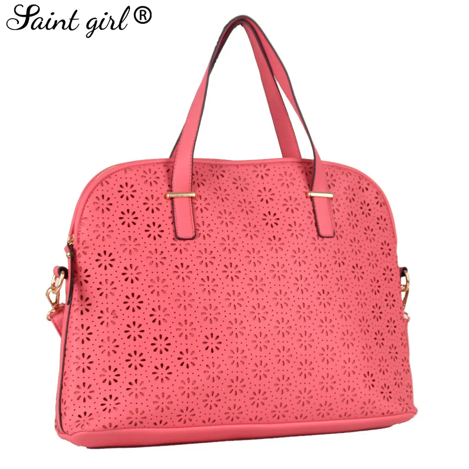 

New Style WOMEN'S Bag Fashion Occident Fashion Hollow out Decorative Pattern WOMEN'S Handbag Shoulder Pu Bag Red