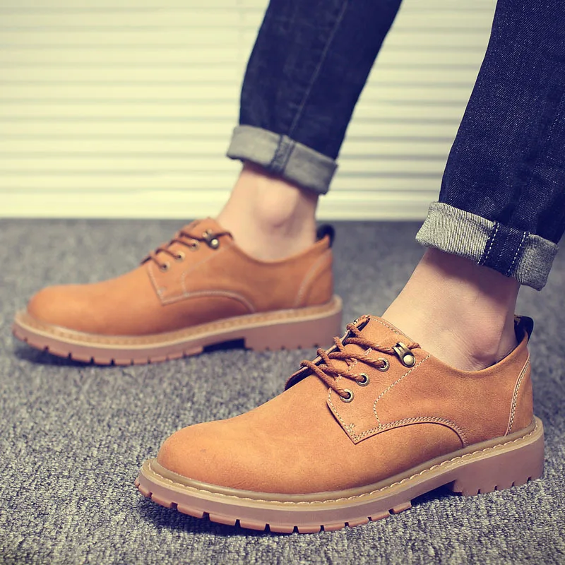 

Spring Low Top Martin Shoes Men's Trend Lace-up Work Shoes England Thick Bottomed Swede Leather Casual Shoes Men's Suede Shoes