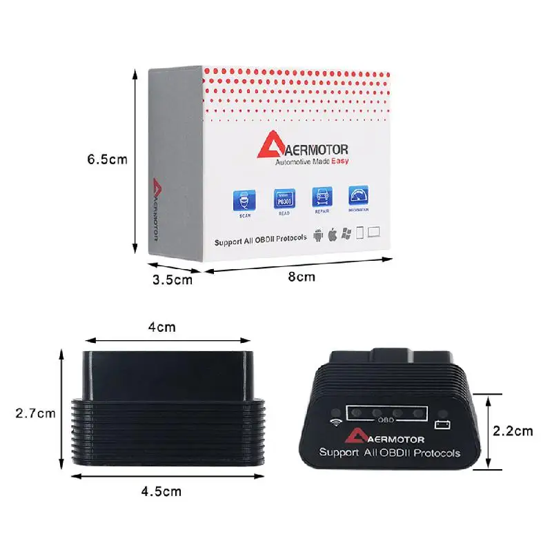 Автомобильный детектор неисправностей Aermotor ELM327 WIFI OBD2 Поддержка Android подходит для