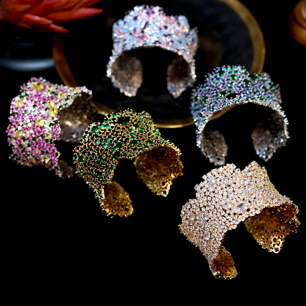 anillos, collares y pendientes de cúbica de lujo, conjunto de 4 piezas para mujer, accesorios de boda para novia nigeriana de Dubái|Brazaletes| - AliExpress