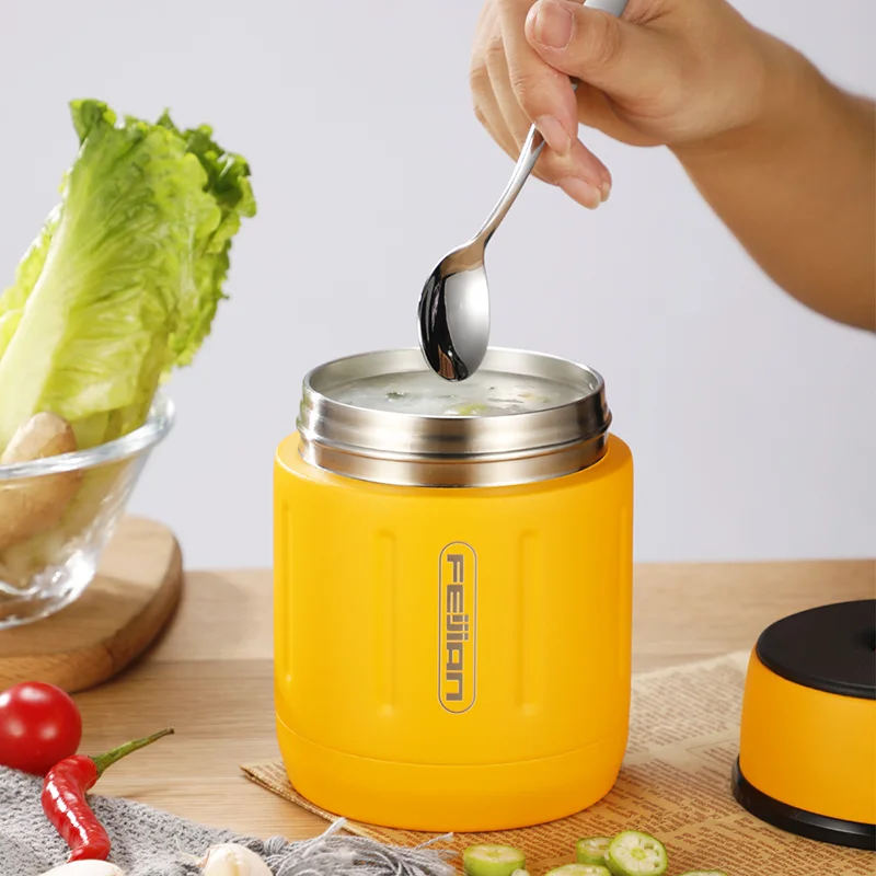 FEIJIAN 500ml Food Thermos, 316 Stainless Steel Vacuum Insulated Food Jar  With Spoon Kids Lunch Box