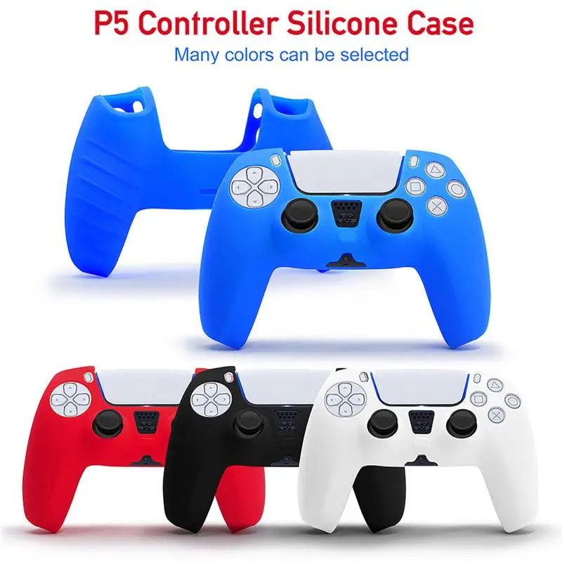 

New Soft Silicone Game Controller Case Handle Protective Cover Replacement for Playstation 5 PS5, White/Black/Blue/Red