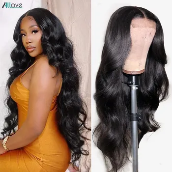 Allove Body Wave Lace Front Wig 13x4 HD Transparent Lace Frontal Wig PrePlucked Brazilian Hair Wigs