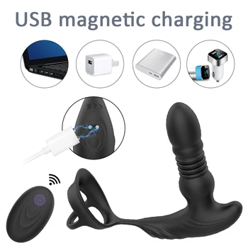 Anal Vibrator Prostate Masturbators Double Ring Massager for Men Butt Plug Wireless Remote Thrusting Dildo Vibrators for Men Gay 5