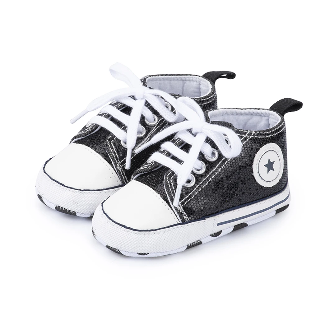 Детская обувь для мальчиков и девочек; Твердые кроссовки со звездами; хлопковая мягкая нескользящая подошва для новорожденных; обувь для первых шагов; Повседневная парусиновая обувь для малышей