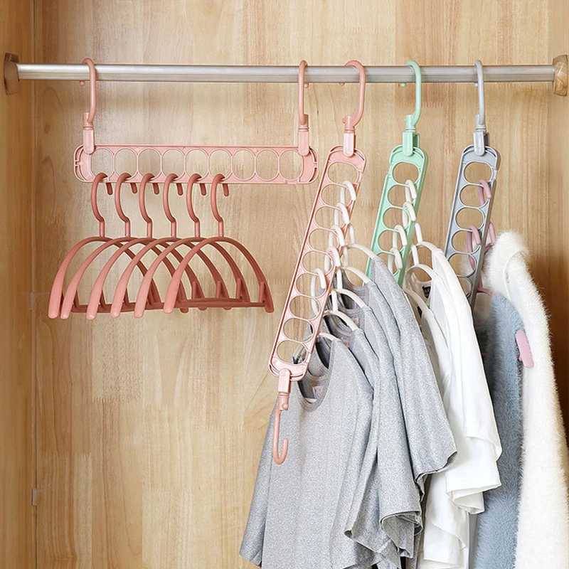 

Anti Slip Clothing Garment Hanging Racks Nine-hole Rotating Magic Clothes Hanger Holder Save Space Wardrobe Closet Organizer