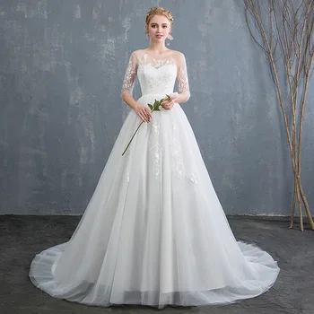 

Custom Made Vestido De Noiva Ball Gown Wedding Dress Vintage Half Sleeve Court Train Robe de Mariee Bridal Gown Wedding Dresses
