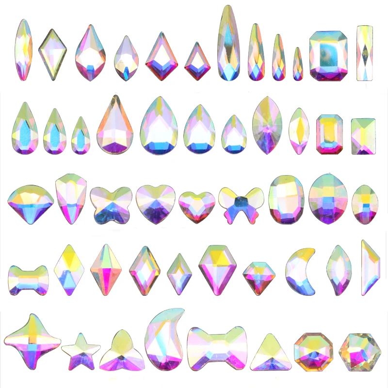 20pcs AB Crystal 3D Flatback Glass Nail Art Rhinestones Fancy Shaped Crystals Stones for DIY Nails Decorations | Красота и здоровье