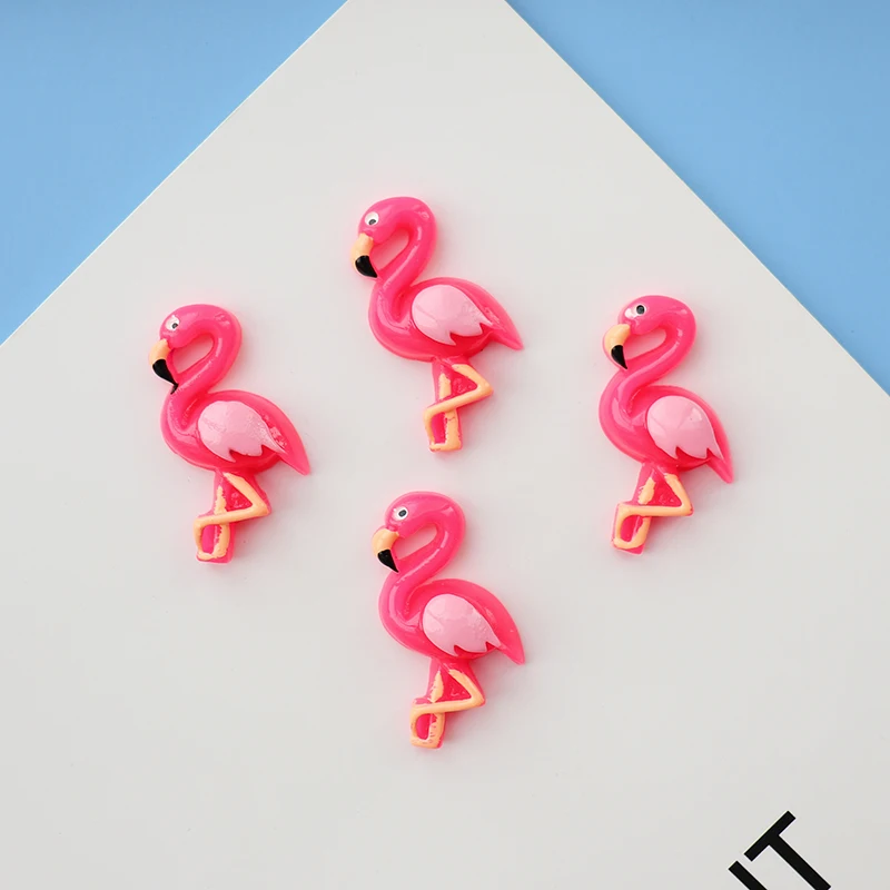 8 шт Slime Подвески розового цвета с рисунком Фламинго из смолы) плоским дном