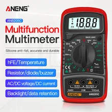 Digital Multimeter Thermocouple Volt-Ohm-Tester Aneng An8205c Portable AC/DC with Lcd-Backlight