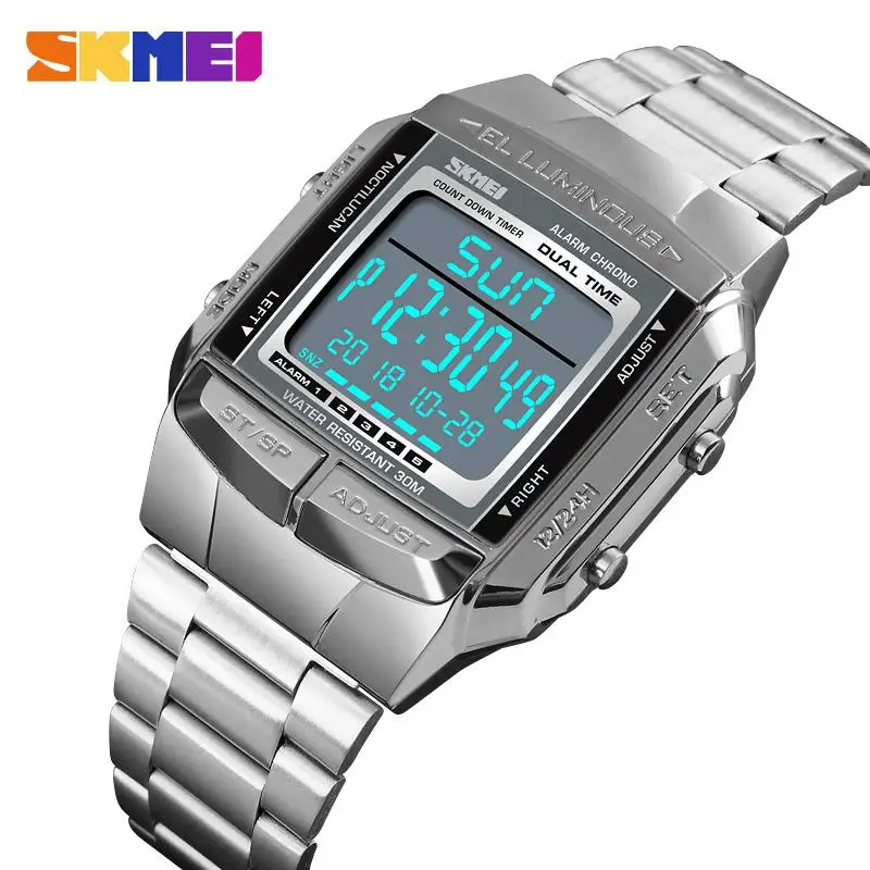 

SKMEI Sports Men Digital Watch Alarm Clock Countdown Male Watch Large Dial Glass Mirror Clock Fashion Outdoor Relogio Masculino