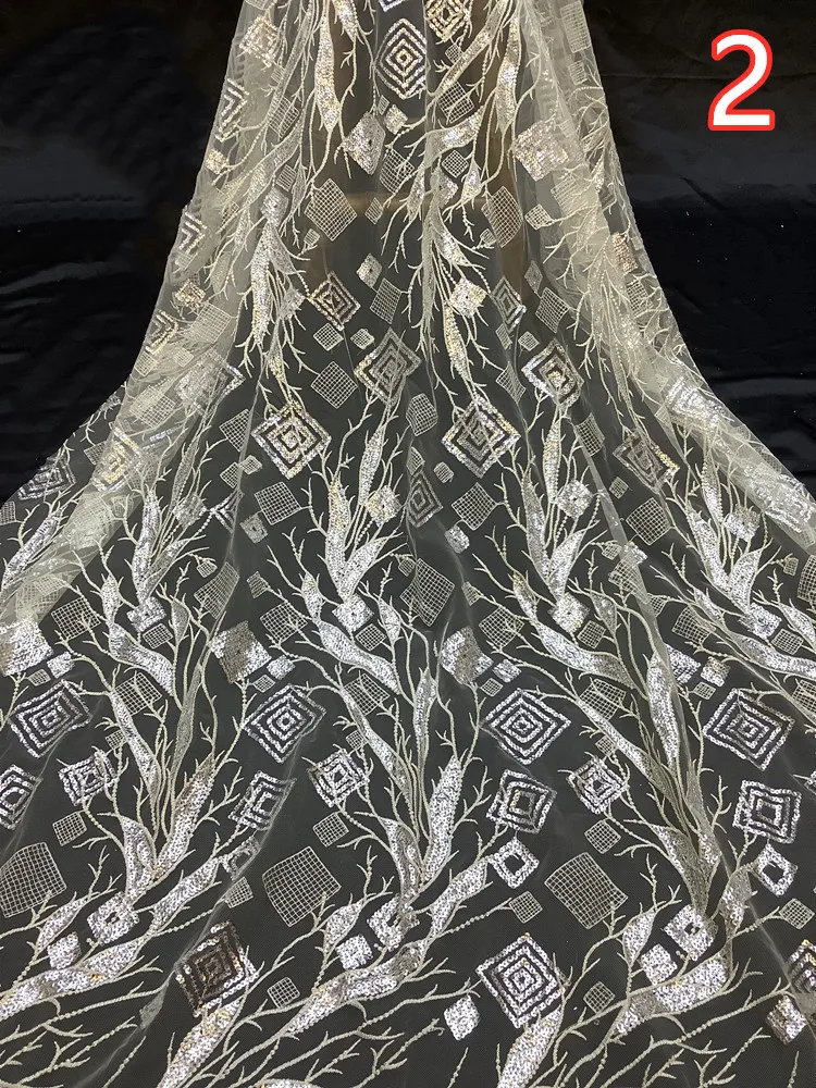 

White beads embroidery French mesh lace fabric, wedding dress design, African lace Party dress fabric for sewing wedding dress