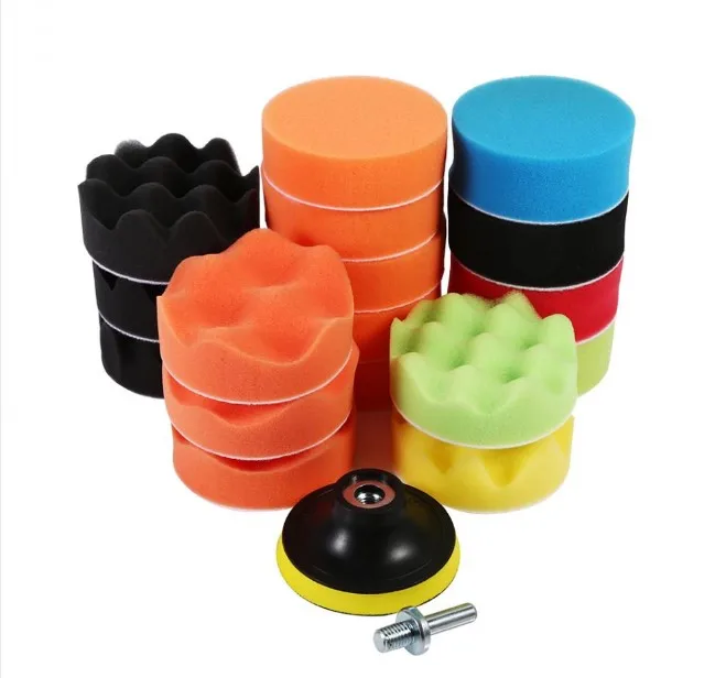 

19 Pcs Car Polisher 3" Sponge Buff Polishing Pad For Car Colored Waxing Polishing Pads Set Polisher & Waxing(M10 Drill Adapter)