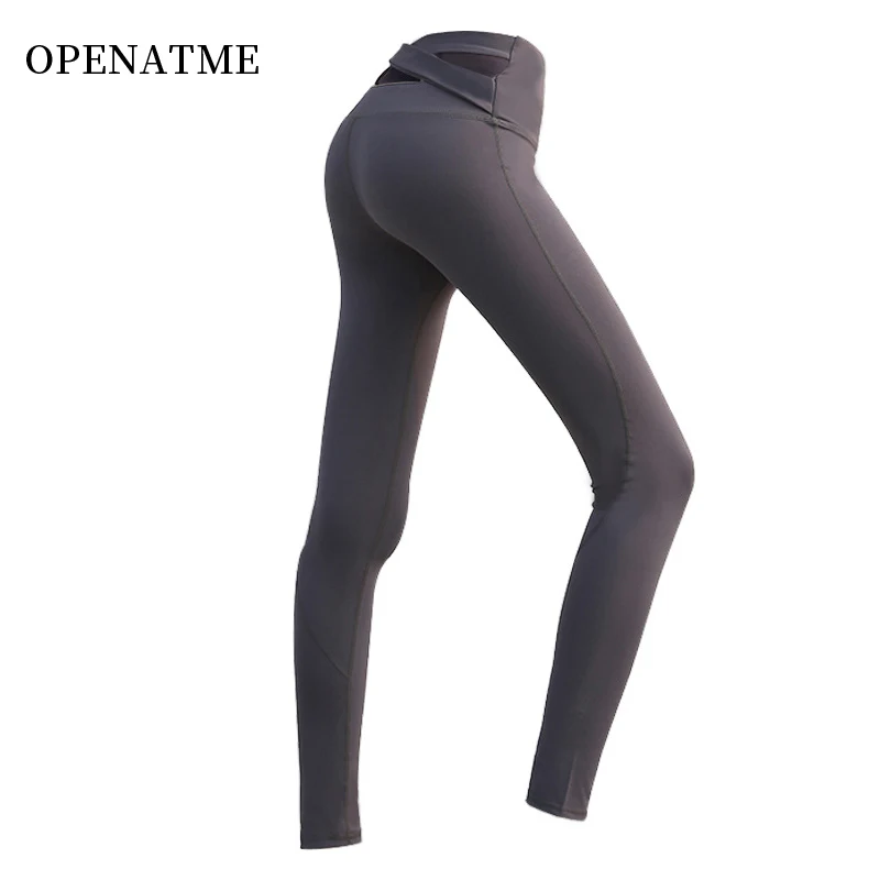 

OPENATME High Waist Cross Solid Color Hip Tight Leggings Sports Women Fitness Quick-drying Stretch Training Pants Yoga Pants