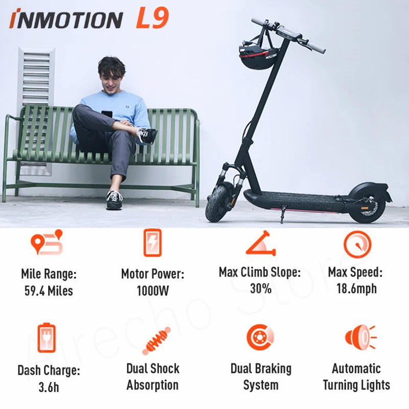 US $835.35 EU Stock Original INMOTION L9 KickScooter foldable 95km Max Mileage Smart Electric Scooter Dual Brake Skateboard With APP