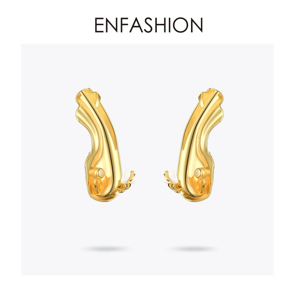 ENFASHION Punk Earlobe Ear Cuff Clip On Earrings For Women Gold Color Auricle Earings Without Piercing Fashion Jewelry E191121