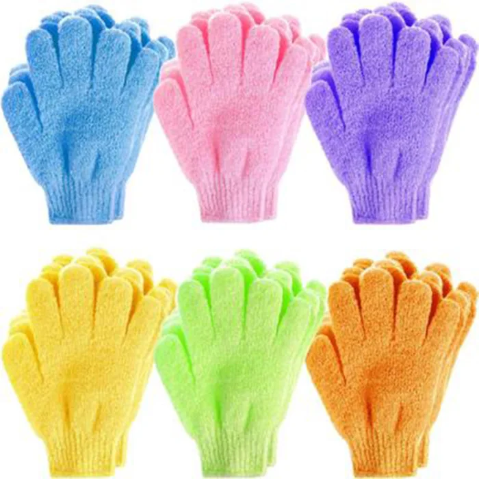 Exfoliating Bath Gloves Bathing Five-finger Gloves Children Bath Towel Colorful Soft Bubble Bath Towel Gloves 2 Pairs Pack@ME88