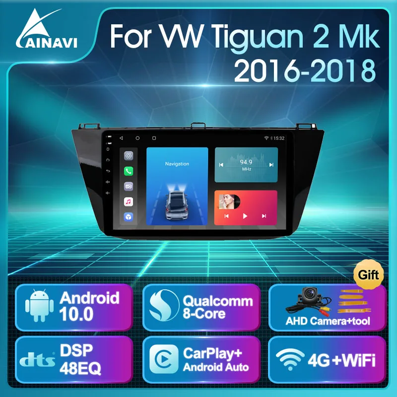 Автомобильный радиоприемник Android 10 QLED экран для VW Volkswagen Tiguan 2 Mk 2016-2018