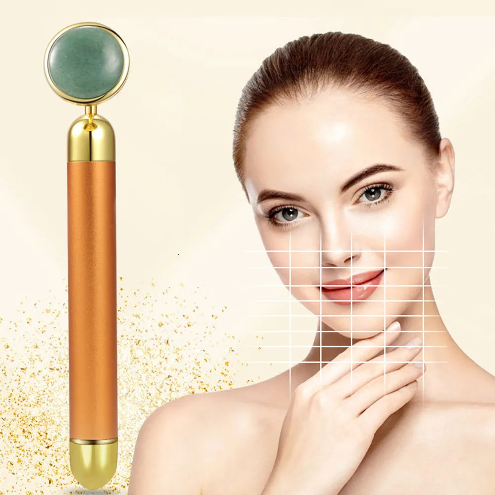 24k beauty Bar электронный нефритовый ролик для лица вибрирующий массажер для подтяжки лица против старения щеки подтяжки кожи уход машина