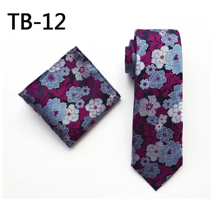 Neck Tie Set Британский мужской галстук с цветочным узором, Свадебный деловой платок, носовой платок, винтажные Новые вечерние галстуки из шелка с цветочным узором, квадратный жаккардовый галстук на шею - Цвет: Neck Tie Set