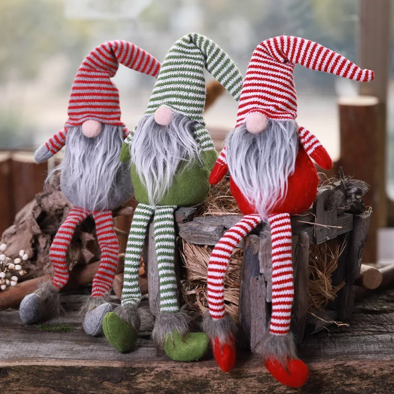 Knitted Sitting Tomte Christmas Gnome Doll Decorations Tabletop Santa Figurines Ornaments Holiday Present Produtos De Natal