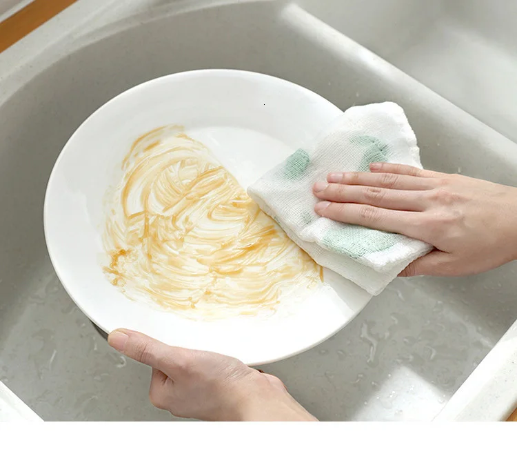 Креативная кухонная деревянная посуда из волокна, ткань для бытовой очистки, анти-масляная мойка, горшок, полотенце, утолщение, 8 слоев, печать