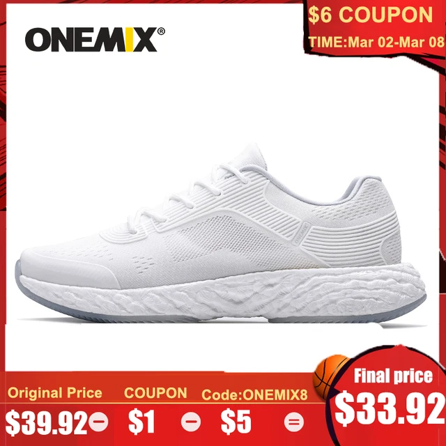 US $39.92 ONEMIX 2020 Running Shoes For Men Sneakers White Breathable Mesh Lightweight Boosts Marathon Outdoo