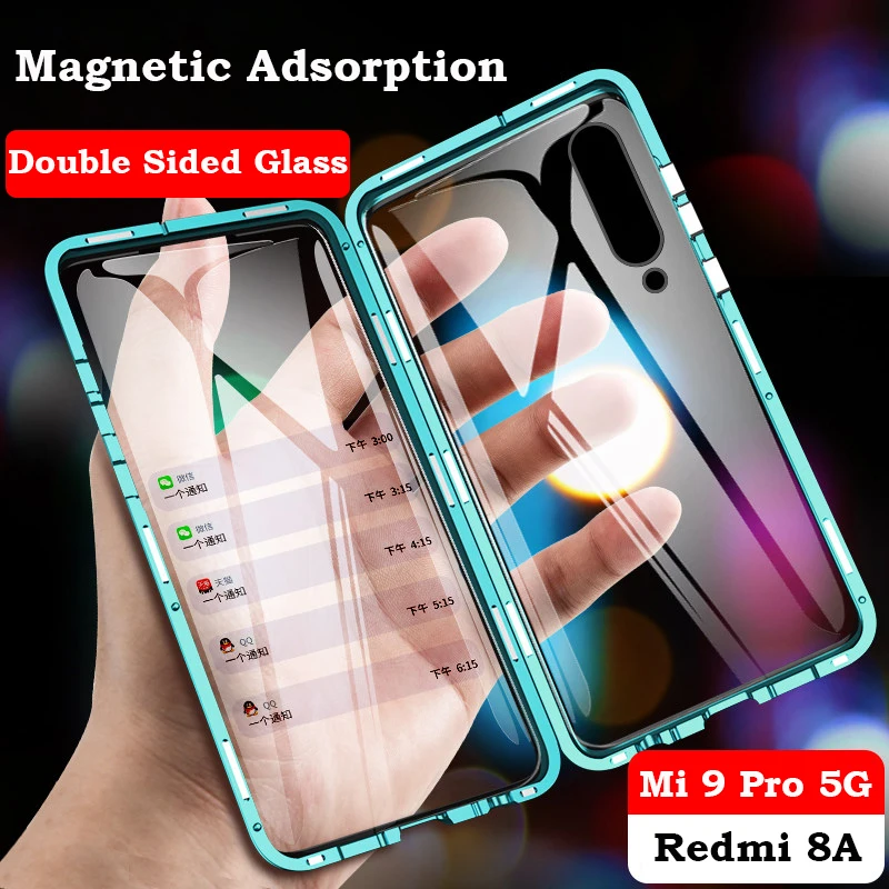 

360 Full Magnetic Case For Xiaomi 10 9 Pro 5G CC9 Pro 9 SE Note 10 Coque Double Glass Metal Bumper Redmi Note 8 8T 7 8A K30 Case