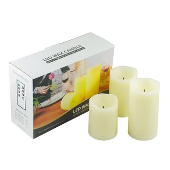 

Inclined stone candle light 3 piece set with remote control simulation swing atmosphere light for family holiday decoration