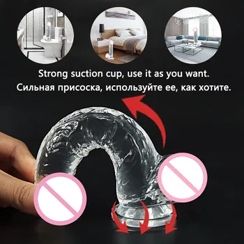 Soft Jelly Dildo Realistic Masturbator Penis Orgasm Vaginal G-spot Massage Butt Plug Anal Sex Toy Suction Cup Dildos Erotic Cock 2