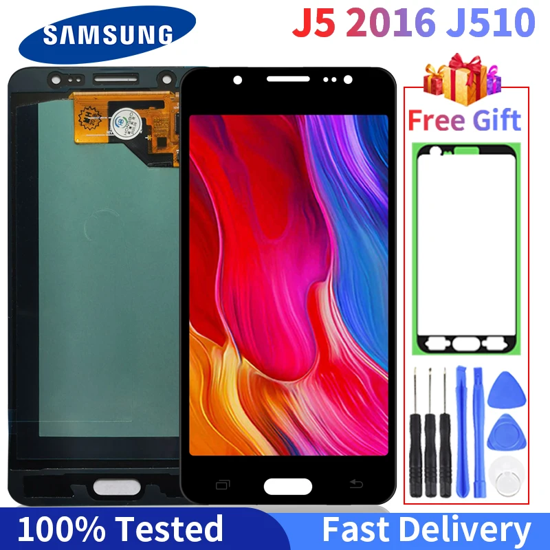 100% протестированный OLED дисплей для Samsung Galaxy J510 LCD J5 2016 ЖК SM J510F J510FN J510M сенсорный