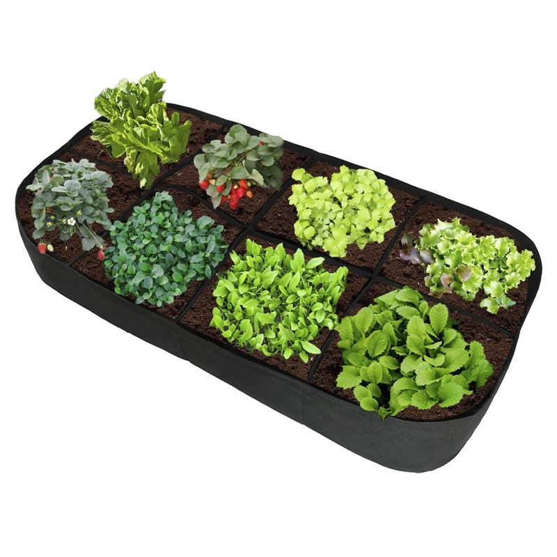 Ткань садовое растение кровать, 8 отверстие прямоугольные посадки контейнер, сумка для растений, ящик для комнатных растений, горшечные растения, цветок, растительное, сумка для растений