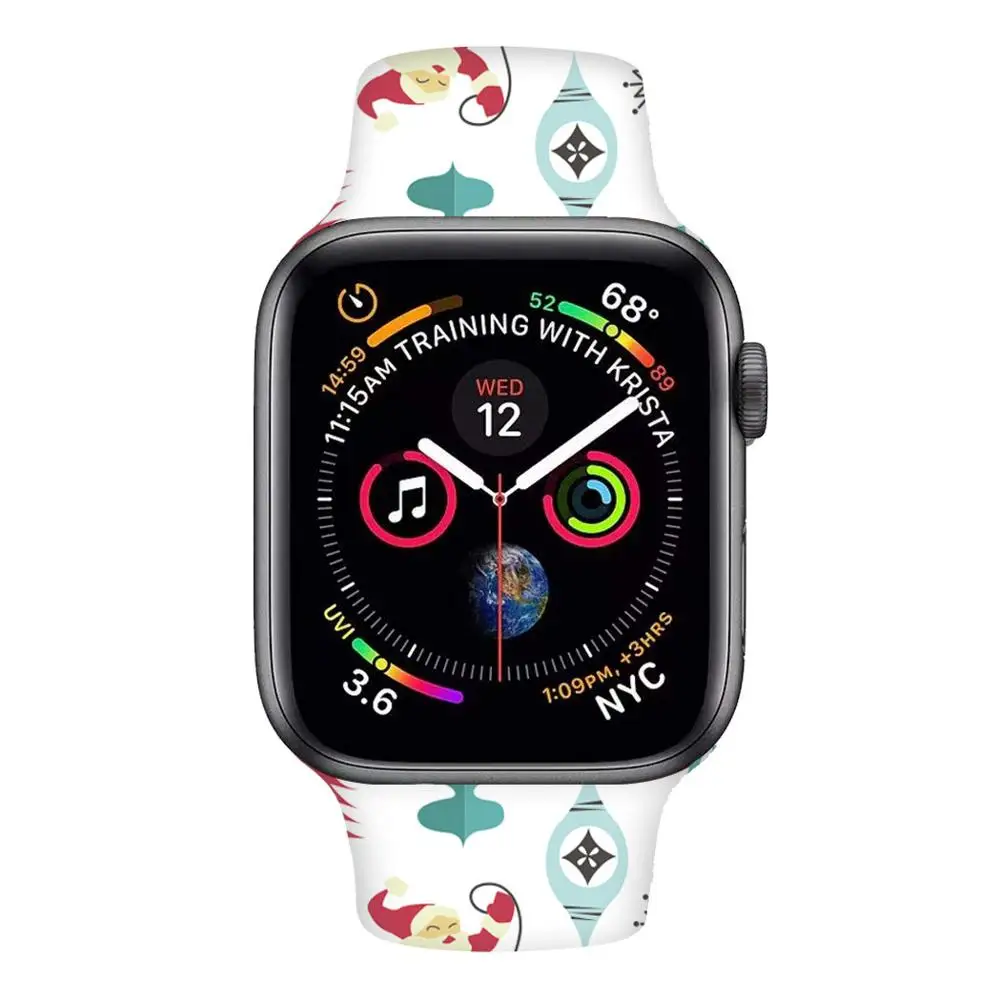Силиконовый ремешок для Apple watch band 5 44 мм 40 мм Рождественский подарок Цветочный Принт мягкий ремешок для наручных часов iWatch 5 4 3 2 38 мм 42 мм