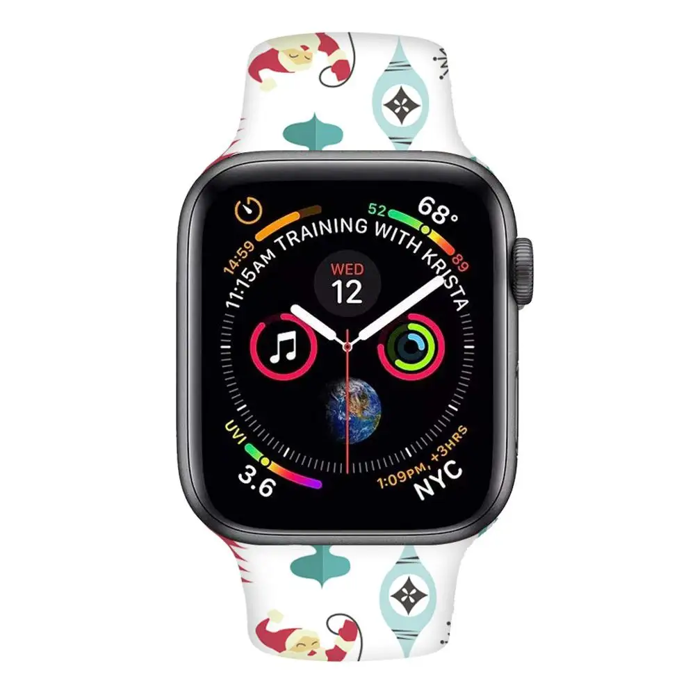

silicone strap For Apple watch band 5 44mm 40mm Christmas gift Floral Printed Soft wrist belt watchband iWatch 5 4 3 2 38mm 42mm